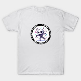 Cute Party Skeleton Illustration T-Shirt